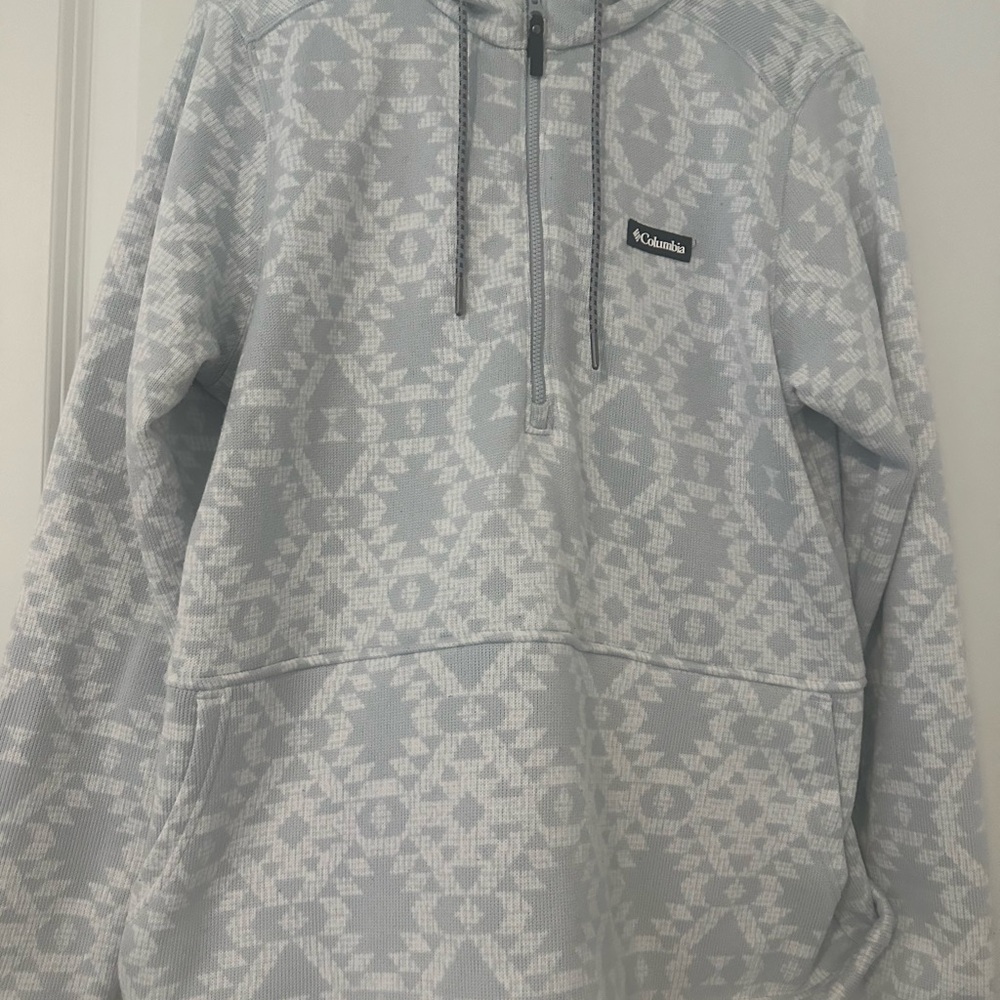 Columbia Light Gray & White Patterned Half-Zip Fleece Pullover
